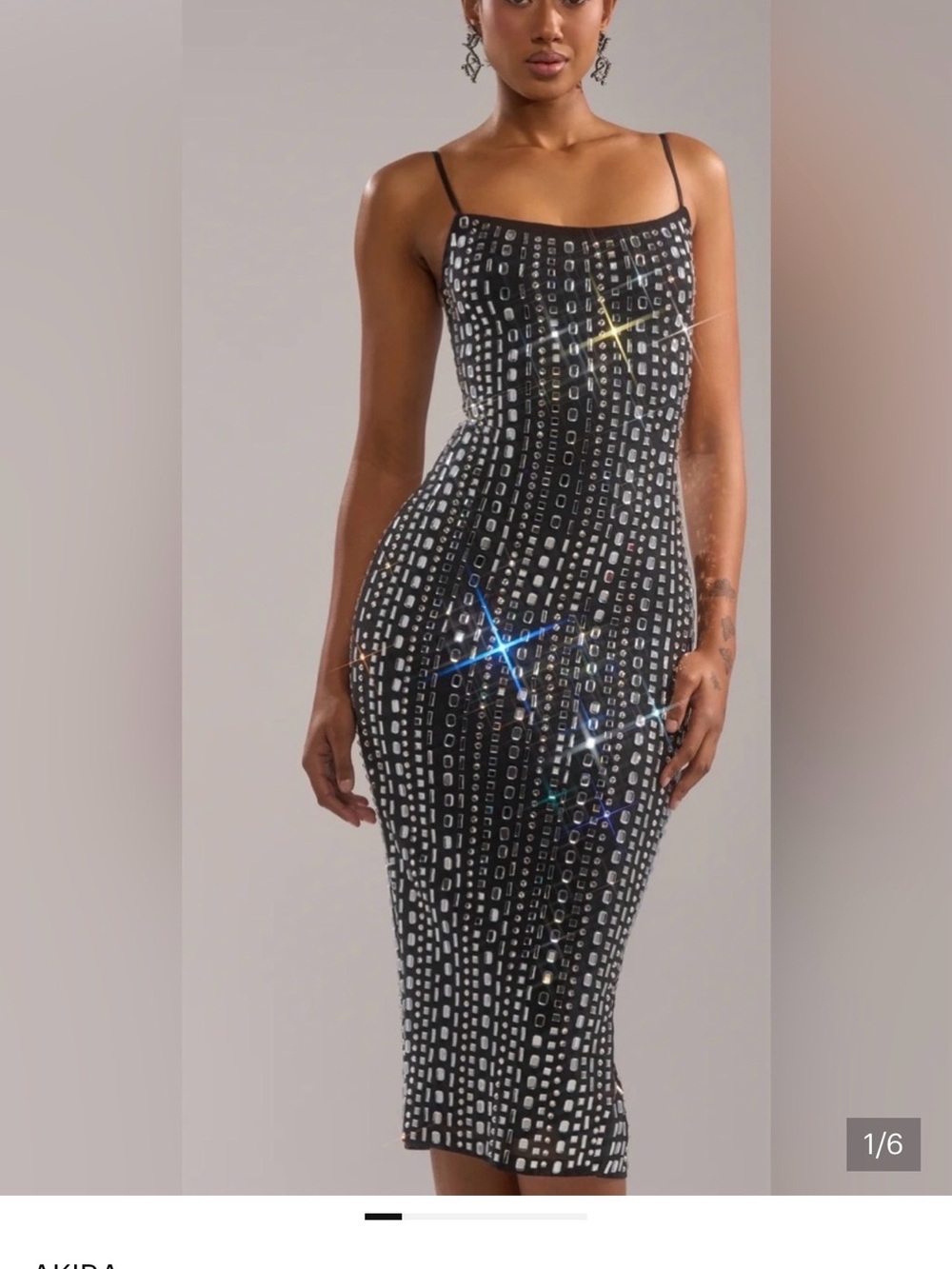 Black Sequin Bodycon Midi Dress with Spaghetti Straps plus size